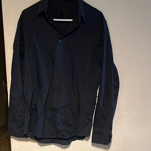 H&M Blue Dress Shirt Elegant Cotton Blend